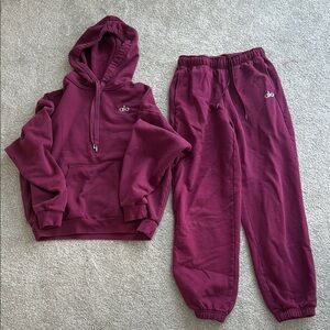 ALO Yoga Burgundy Sweatsuit (2 piece set)